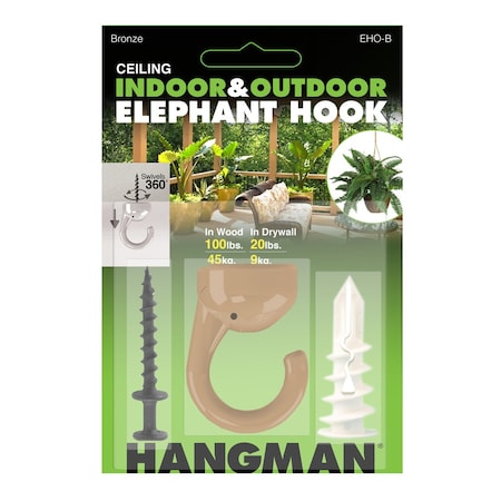 Electriduct Hangman Products Elephant Hook Ceiling Hanger- Bronze HM-EHO-BZ